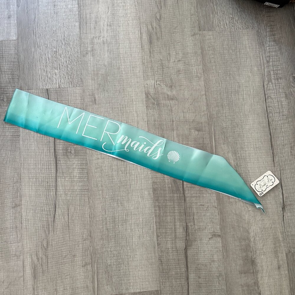Mermaid Bride Tribe Bridesmaid Bachelorette Party Wedding Sash Green